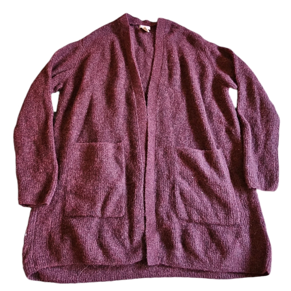 H&M mochair trendy burgundy lagenlook cardigan with front pockets size S-L‎